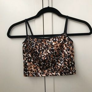 AMERICAN APPAREL LEOPARD PRINT CROP TOP